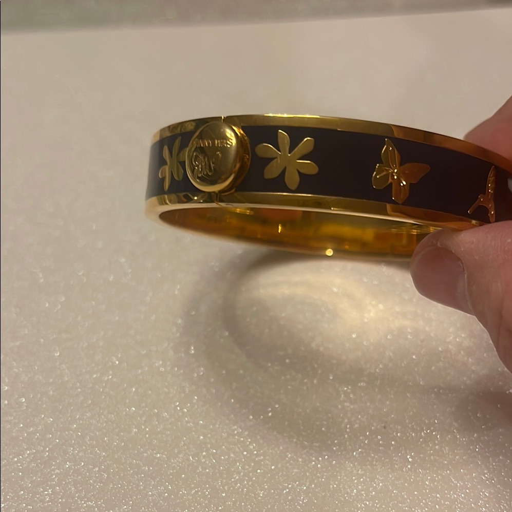 Johnny Was Gold And Blue Enamel Bracelet